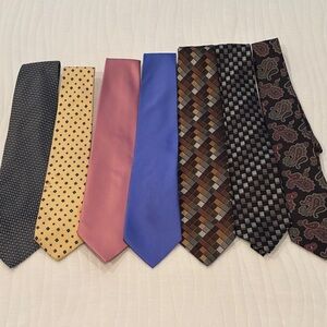 Men's Assorted Silk Ties - Pink, Blue, Yellow, Brown, Black, Gray, Burgundy